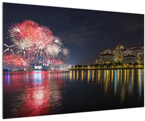 Tablou cu artificii in Singapur (90x60 cm)