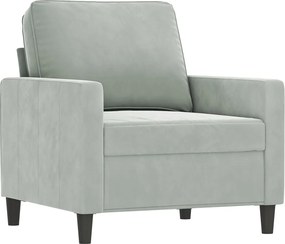 vidaXL Fotoliu canapea, gri deschis, 60 cm, catifea