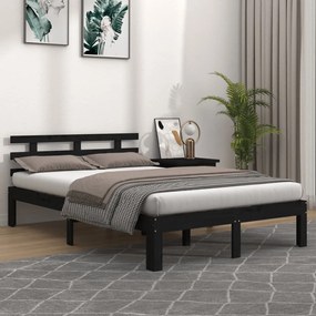 814778 vidaXL Cadru de pat, negru, 200x200 cm, lemn masiv de pin