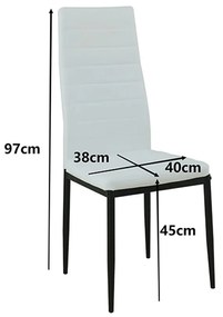 Set de masă Verna 4+1 alb-negru