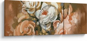 Tablou -Buchet de flori pictat (cu ceas) (90x30 cm)