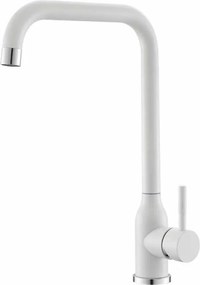 Baterie bucatarie monocomanda Inter Ceramic finisaj alb-granit mat