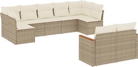 vidaXL Set canapele de grădină, 9 piese, cu perne, bej, poliratan