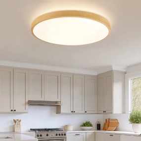 Corp de iluminat LED dimabil Brilagi-LED GLASS POOL DOUBLE, 80W, 230V, 60 cm, finisaj decor lemn + telecomandă