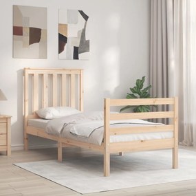 3194206 vidaXL Cadru de pat cu tăblie single mic, lemn masiv