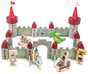 Castelul Dragonului, din lemn premium - Dragon Castle - 59 piese - Tender Leaf Toys