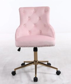 HR654K Scaun Catifea Roz cu Bază Aurie