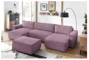 Taburet roz cu tapițerie din catifea reiată Nihad – Bobochic Paris