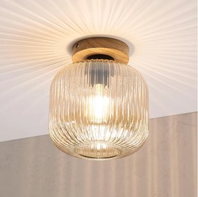 Plafonieră MILOU WOOD 1xE27/15W/230V stejar/bej fumuriu Ø 20 cm