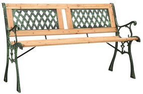 312033 vidaXL Bancă de grădină, 122 cm, fontă și lemn masiv de brad