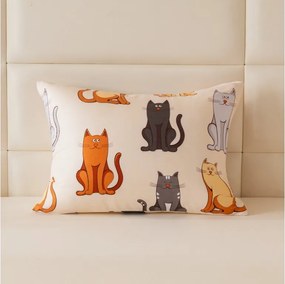 Fața de perna din flanel COLORED CATS 50x70 cm, crem