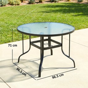 Outsunny Masă Rotundă de Grădină pentru Maxim 4 Persoane cu Gaură pentru Umbrelă, Ø96,5x71 cm, Negru | Aosom Romania