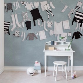 Fototapet, Laundry Day, Blue, Rebel Walls