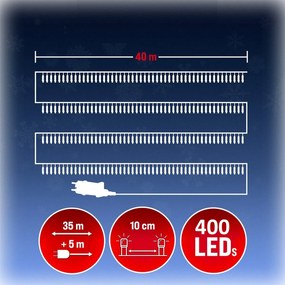 Monzana Șir luminos de Crăciun SIMPLE, 40m, alb rece