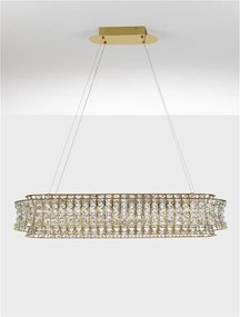 Lustra suspendata LED auriu, cristale sticla CELYSIA 100x30cm