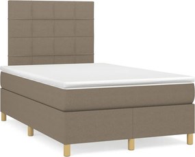 vidaXL Pat box spring cu saltea, gri taupe, 120x200 cm, textil