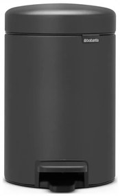 Cos de gunoi cu pedala Brabantia NewIcon 1001102, 3 L, Inchidere lina, Baza antiderapanta, Finisaj mineral, Gri inchis