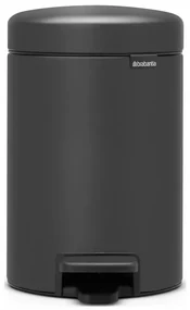 Cos de gunoi cu pedala Brabantia NewIcon 1001102, 3 L, Inchidere lina, Baza antiderapanta, Finisaj mineral, Gri inchis