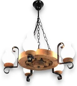 Brilagi - Lustru cu lanț ROATA, 5xE14, 40W, 230V, Ø 50 cm, fag