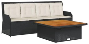 3262587 vidaXL Set mobilier de grădină cu perne, 3 piese, negru, poliratan