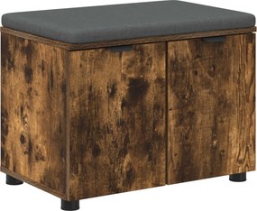 vidaXL Bancă pentru hol cu pernă cu raft Stejar Afumat 60 x 38 x 46 cm