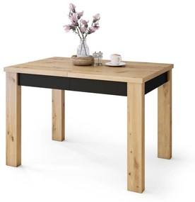 Mazzoni FONTE Stejar Artisan / Negru Mat - MASĂ CLASICĂ DE BUCĂTĂRIE/LIVING EXTENSIBILĂ PÂNĂ LA 130 sau 155 cm!