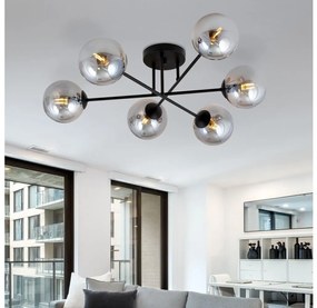 Lustră pe tijă ROMA 6xE14/10W/230V negru/fumuriu