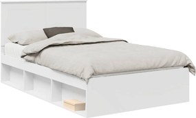 vidaXL Cadru de pat cu headboard Alb 120 x 190 cm Lemn de pin masiv