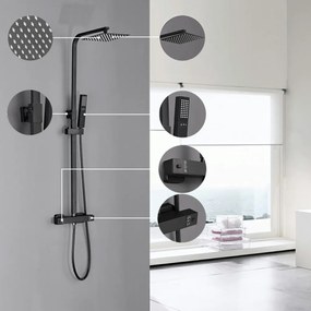 Set de duș Mazama Black cu baterie termostatică