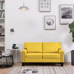 287157 vidaXL Canapea cu 2 locuri, galben, material textil