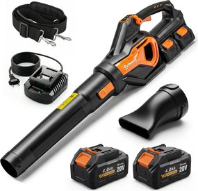 Outsunny Aspirator frunze 20V fără fir Suflantă de frunze cu 2x4.0Ah baterii &amp; încărcător Turbo-Boost viteză suflare 162,7 km/h | Aosom Romania