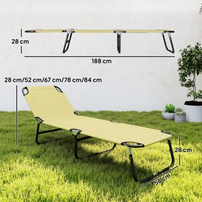 Outsunny Sezlong Pliabil pentru Gradina cu Spatar Ajustabil 5 Pozitii din Otel si Tesatura Oxford 188x56x28 cm Bej | Aosom Romania