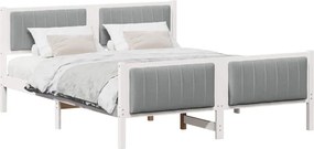 vidaXL Cadru de pat Alb și gri deschis 160 x 200 cm Lemn masiv de pin