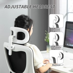 Vinsetto Scaun de Birou Ergonomic cu Tetieră Detașabilă Negru | Aosom Romania