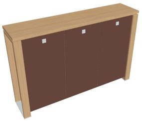 Dulap mediu Verno+ 200 x 46 x 130 cm, uși de sticlă, stejar deschis / maro
