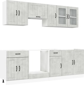 vidaXL Set dulapuri de bucătărie 8 piese „Lucca” gri beton Lemn