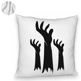 Perna Decorativa Fluffy cu motiv de Halloween 5, 40x40 cm, Alba, Husa Detasabila, Burduf