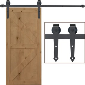 HOMCOM Kit pentru Ușă Culisantă, Șină pentru Ușă Culisantă Simplă cu Rolele Stil Rustic, 200x4x0,6 cm, Maro | Aosom Romania