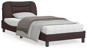 3207747 vidaXL Cadru de pat cu tăblie, maro închis, 90x200 cm, textil