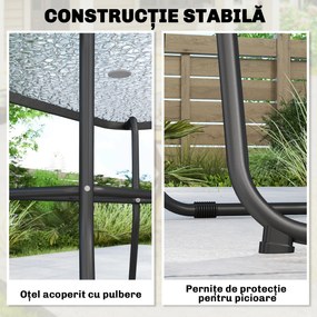 Outsunny Set de Masă de Grădină 8 Piese cu Umbrelă, Set Mobilier Grădină cu 6 Scaune Pliabile, Masă din Sticlă Temperată și Umbrelă pentru Terasă, Gri | Aosom Romania
