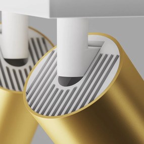 Aplica de perete / tavan cu 2 spoturi directionabile design tehnic Focus S alb, auriu mat