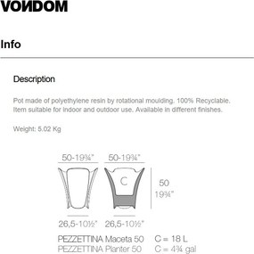 Ghiveci flori / Jardiniera plante de exterior / interior design modern premium PEZZETTINA PLANTER 50x50x50 56006R Vondom