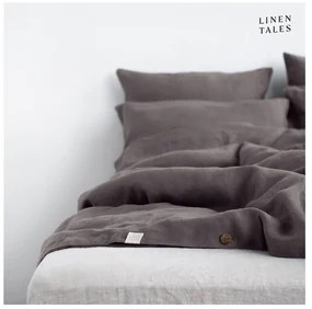 Lenjerie de pat gri închis din in pentru pat dublu 200x200 cm – Linen Tales