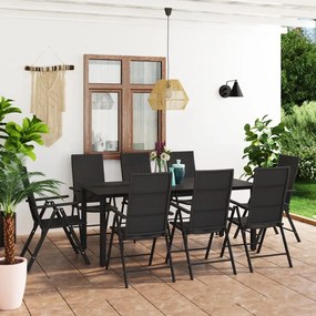 vidaXL Set mobilier de grădină, 9 piese, negru