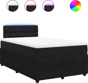 vidaXL Pat box spring cu saltea, negru, 120x190 cm, catifea