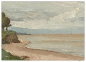 Tablou pe sticlă - Jean-Baptiste-Camille Corot, Beach Near Etretat, reproducere (70x50 cm)