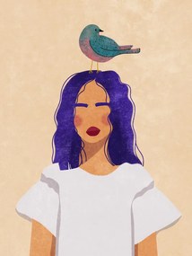 Ilustrație Girl with bird, Raissa Oltmanns