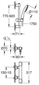 Grohe Precision Flow baterie de dus perete da StarLight Chrome 34805001