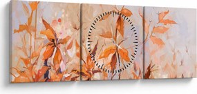 Tablou - Flori pictate (cu ceas) (90x30 cm)