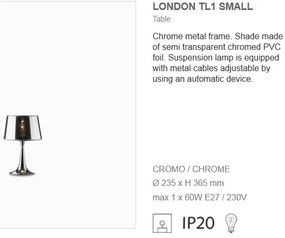Veioza, lampa de masa LONDON CROMO TL1 SMALL 032368